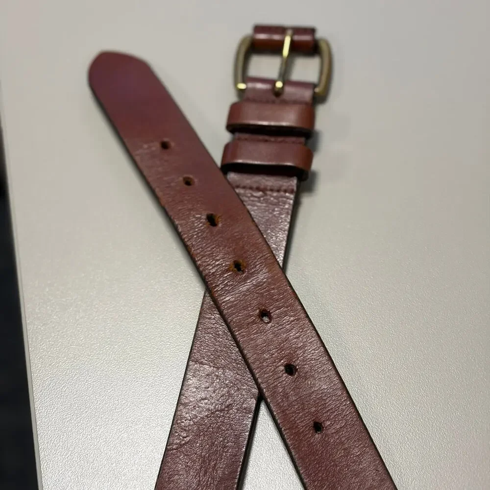 L.L. Bean Men's Brown Leather Rugged Roller Buckle Belt Outdoor Hunting 44